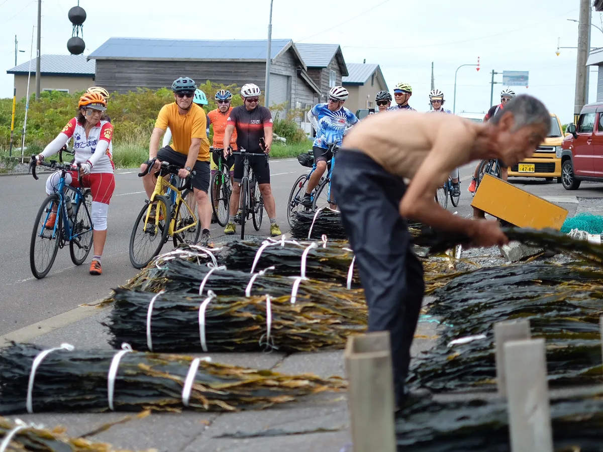 Cycling through the Hokkaido countryside on a clear summer day